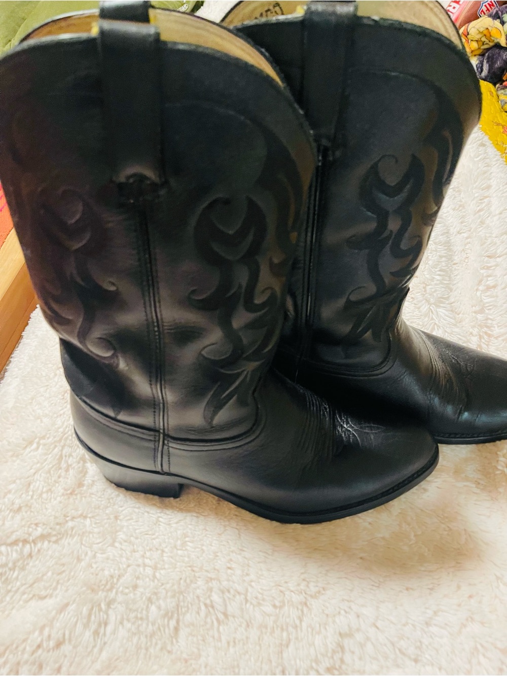 Durango Black Leather Western Boots with Pull Straps